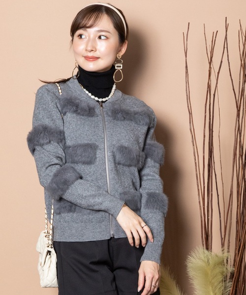 MHBG TOKYO（エムエイチビージートーキョー）の「ファージップニットカーデ（ニット/セーター・レディース・モカ/グレー/ベージュ/ブラック・FREE）」の3枚目の写真