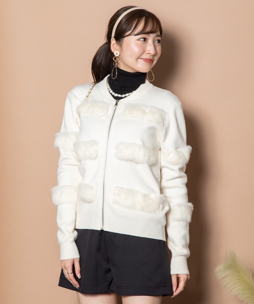 MHBG TOKYO（エムエイチビージートーキョー）の「ファージップニットカーデ（ニット/セーター・レディース・モカ/グレー/ベージュ/ブラック・FREE）」の5枚目の写真