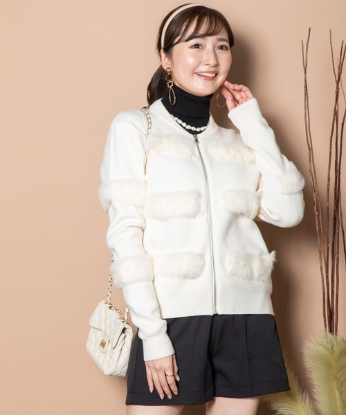 MHBG TOKYO（エムエイチビージートーキョー）の「ファージップニットカーデ（ニット/セーター・レディース・モカ/グレー/ベージュ/ブラック・FREE）」の6枚目の写真