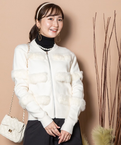 MHBG TOKYO（エムエイチビージートーキョー）の「ファージップニットカーデ（ニット/セーター・レディース・モカ/グレー/ベージュ/ブラック・FREE）」の7枚目の写真