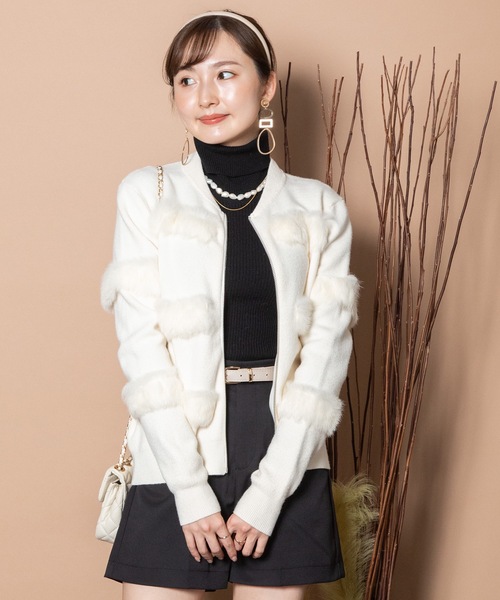 MHBG TOKYO（エムエイチビージートーキョー）の「ファージップニットカーデ（ニット/セーター・レディース・モカ/グレー/ベージュ/ブラック・FREE）」の9枚目の写真