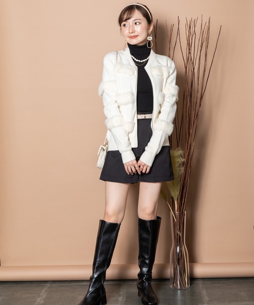 MHBG TOKYO（エムエイチビージートーキョー）の「ファージップニットカーデ（ニット/セーター・レディース・モカ/グレー/ベージュ/ブラック・FREE）」の13枚目の写真