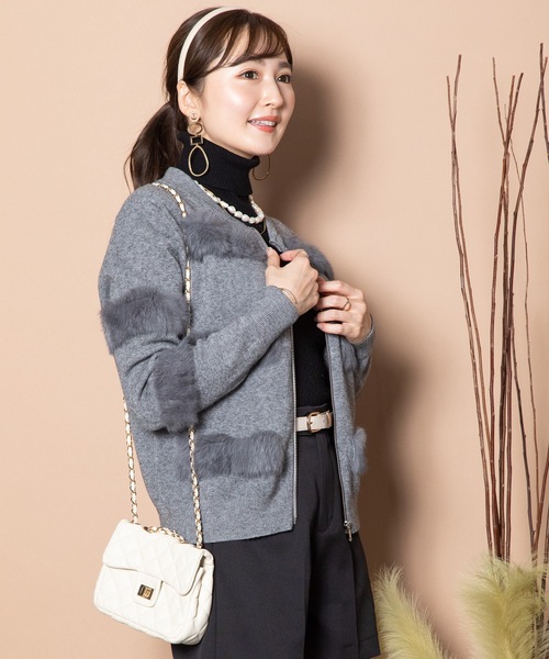 MHBG TOKYO（エムエイチビージートーキョー）の「ファージップニットカーデ（ニット/セーター・レディース・モカ/グレー/ベージュ/ブラック・FREE）」の16枚目の写真