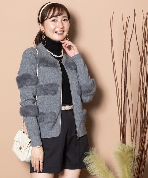 MHBG TOKYO（エムエイチビージートーキョー）の「ファージップニットカーデ（ニット/セーター・レディース・モカ/グレー/ベージュ/ブラック・FREE）」の14枚目の写真