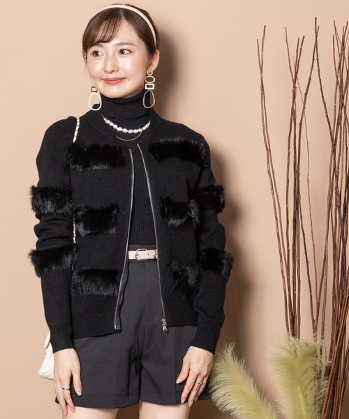 MHBG TOKYO（エムエイチビージートーキョー）の「ファージップニットカーデ（ニット/セーター・レディース・モカ/グレー/ベージュ/ブラック・FREE）」の22枚目の写真