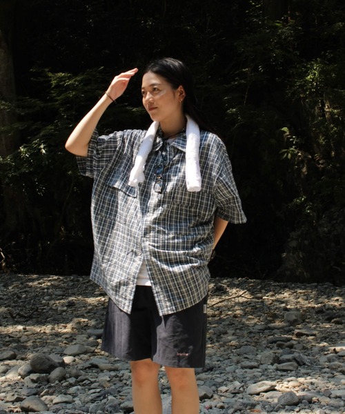 BROKEN BASE（ブロークンベース）の「ダブルポケットチェックシャツ（シャツ/ブラウス・メンズ・ブルー/グリーン・LARGE/MEDIUM）」の9枚目の写真