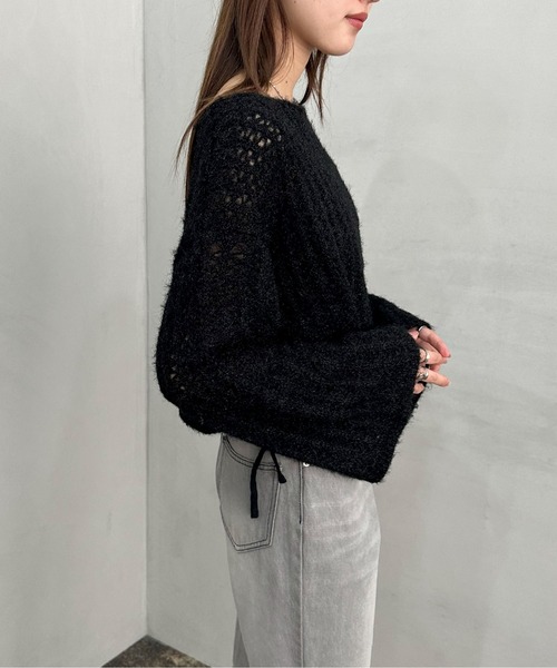 EPIMI E'PIMMY(エピミエピミー)の「【ハンドウォッシャブル】サイドドロストメッシュニット(ニット/セーター・レディース・オフホワイト/グレー/ピンクベージュ/ブラック・MEDIUM)」の15枚目の写真