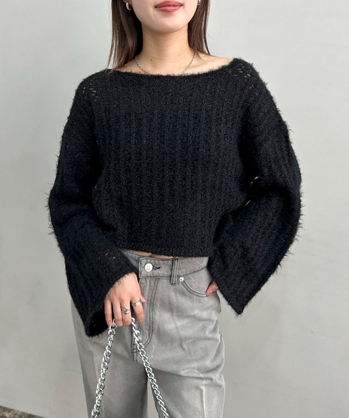 EPIMI E'PIMMY(エピミエピミー)の「【ハンドウォッシャブル】サイドドロストメッシュニット(ニット/セーター・レディース・オフホワイト/グレー/ピンクベージュ/ブラック・MEDIUM)」の14枚目の写真