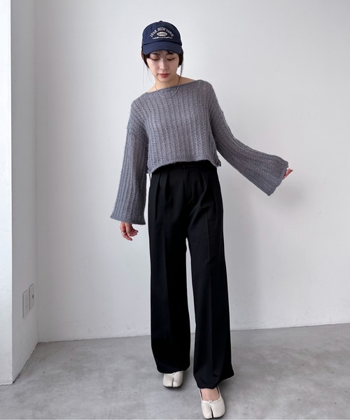 EPIMI E'PIMMY(エピミエピミー)の「【ハンドウォッシャブル】サイドドロストメッシュニット(ニット/セーター・レディース・オフホワイト/グレー/ピンクベージュ/ブラック・MEDIUM)」の22枚目の写真