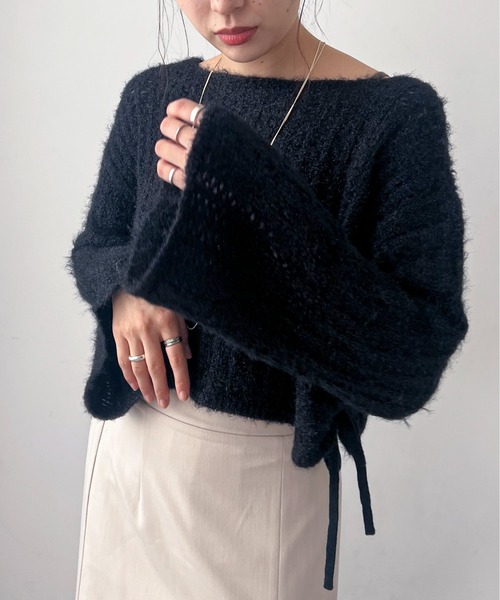 EPIMI E'PIMMY(エピミエピミー)の「【ハンドウォッシャブル】サイドドロストメッシュニット(ニット/セーター・レディース・オフホワイト/グレー/ピンクベージュ/ブラック・MEDIUM)」の21枚目の写真