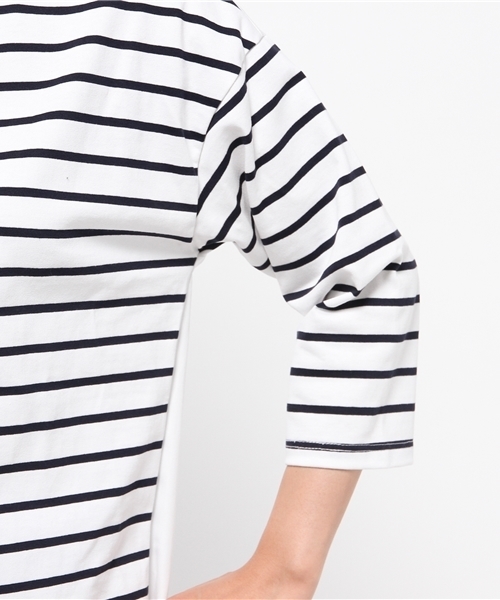 OUTLET(アウトレット)の「【Chez toi】コットンボーダークロスコンビ(Tシャツ/カットソー・レディース・オフホワイト/コバルトブルー/ネイビー・FREE)」の9枚目の写真