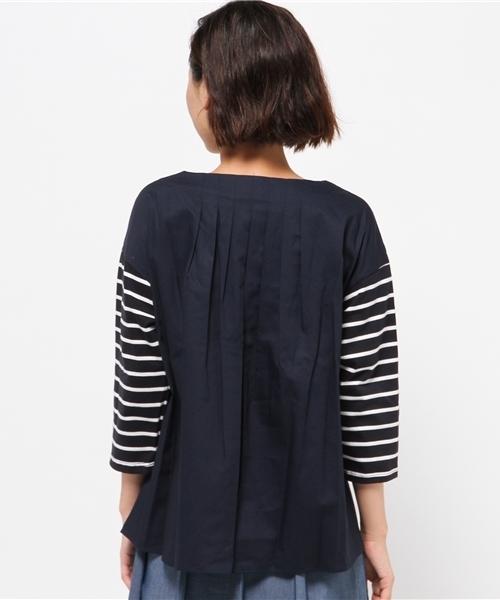 OUTLET(アウトレット)の「【Chez toi】コットンボーダークロスコンビ(Tシャツ/カットソー・レディース・オフホワイト/コバルトブルー/ネイビー・FREE)」の12枚目の写真