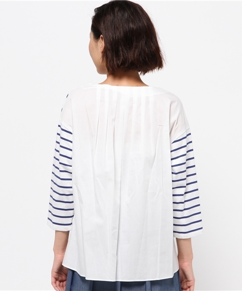OUTLET(アウトレット)の「【Chez toi】コットンボーダークロスコンビ(Tシャツ/カットソー・レディース・オフホワイト/コバルトブルー/ネイビー・FREE)」の6枚目の写真