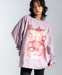 オーバーサイズ グラフィックロゴプリント長袖Tシャツ クルーネックカットソー