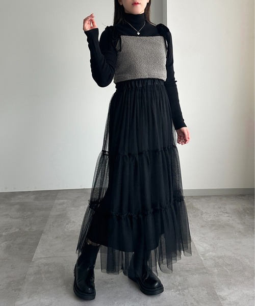 apres jour mignon(アプレジュールミニョン)の「ファーリボンビスチェ【ZOZOTOWN限定アイテム】(キャミソール・レディース・ブラック/グレー/ネイビー・フリー/X-LARGE)」の6枚目の写真