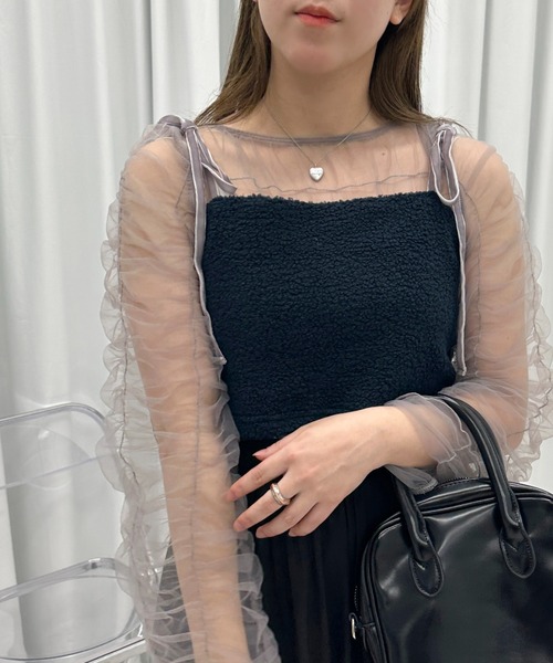 apres jour mignon(アプレジュールミニョン)の「ファーリボンビスチェ【ZOZOTOWN限定アイテム】(キャミソール・レディース・ブラック/グレー/ネイビー・フリー/X-LARGE)」の10枚目の写真