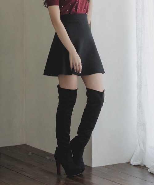 Julia Boutique(ジュリアブティック)の「フレアミニ丈ニットスカート/23535(スカート・レディース・ブラック/チャコール/ハウンドトゥース・ONE)」の6枚目の写真