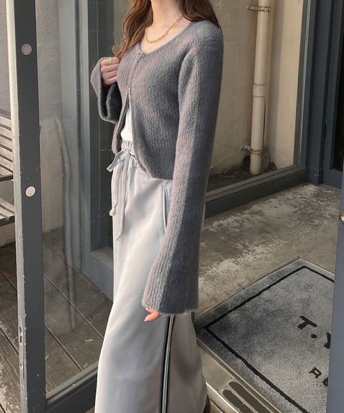 Ambre Ciel(アンブルシエル)の「ダブルジップシャギートップス/WEB/EC限定商品(ニット/セーター・レディース・チャコールグレー/アイボリー・FREE)」の12枚目の写真