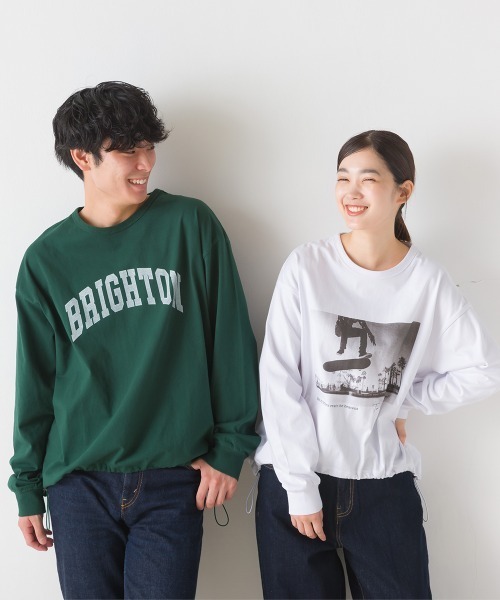 OMNES(オムネス)の「ユニセックスドロスト付きプリント長袖Tシャツ(Tシャツ/カットソー・レディース・グレー/ブラック/グリーン/ホワイト・MEDIUM/XX-LARGE/LARGE/X-LARGE)」の17枚目の写真