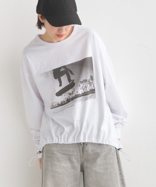 OMNES(オムネス)の「ユニセックスドロスト付きプリント長袖Tシャツ(Tシャツ/カットソー・レディース・グレー/ブラック/グリーン/ホワイト・MEDIUM/XX-LARGE/LARGE/X-LARGE)」の19枚目の写真