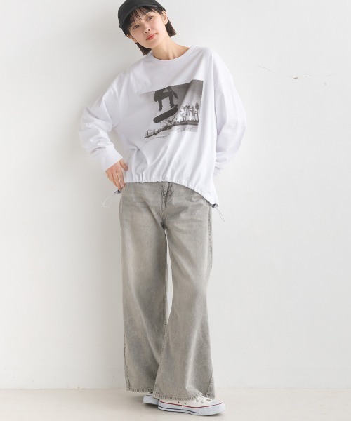 OMNES(オムネス)の「ユニセックスドロスト付きプリント長袖Tシャツ(Tシャツ/カットソー・レディース・グレー/ブラック/グリーン/ホワイト・MEDIUM/XX-LARGE/LARGE/X-LARGE)」の22枚目の写真