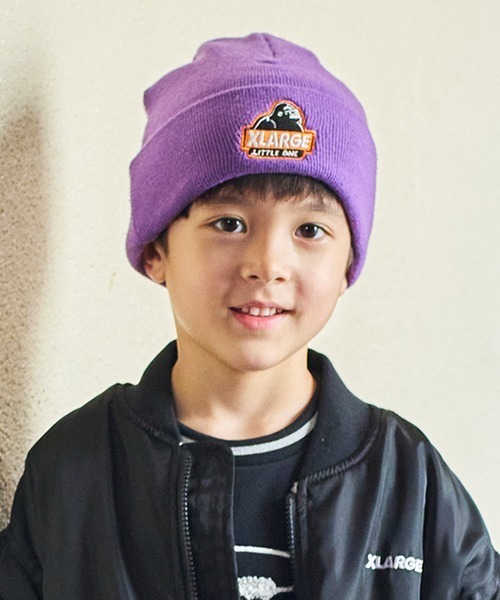 XLARGE KIDS(エクストララージキッズ)の「ニットキャップ(ニットキャップ/ビーニー・キッズ・マルチ/ブラック/グリーン/パープル・FREE)」の1枚目の写真