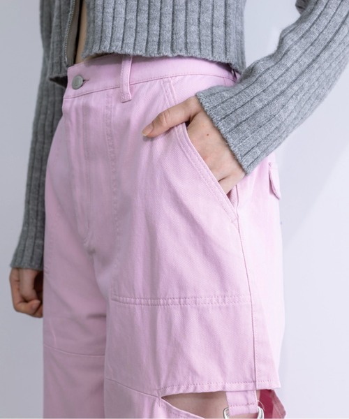 OLIVE des OLIVE（オリーブデオリーブ）の「【WEB限定カラー有】サイドスリットベルトカーゴパンツ　1032020110（カーゴパンツ・レディース・オフホワイト/サックスブルー/ブラック/ラベンダー/チャコールグレー・FREE）」の13枚目の写真