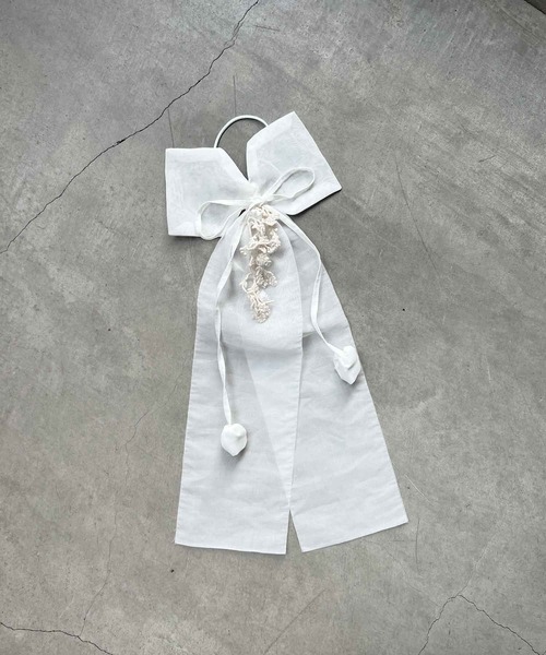 m.soeur(エムスール)の「シアーリボンとすずらんレースのヘアゴム(ヘアゴム・レディース・ブラック/ホワイト・FREE)」の11枚目の写真