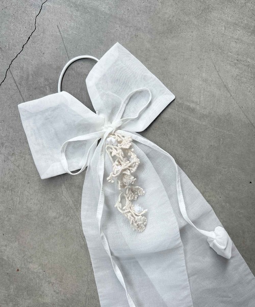 m.soeur(エムスール)の「シアーリボンとすずらんレースのヘアゴム(ヘアゴム・レディース・ブラック/ホワイト・FREE)」の4枚目の写真