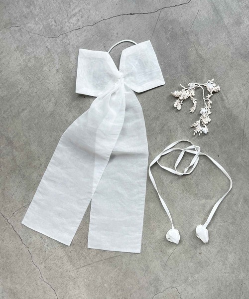 m.soeur(エムスール)の「シアーリボンとすずらんレースのヘアゴム(ヘアゴム・レディース・ブラック/ホワイト・FREE)」の13枚目の写真