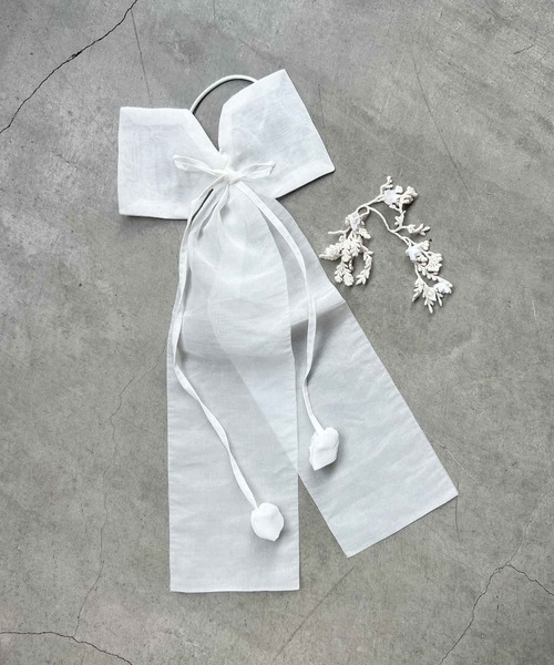 m.soeur(エムスール)の「シアーリボンとすずらんレースのヘアゴム(ヘアゴム・レディース・ブラック/ホワイト・FREE)」の10枚目の写真