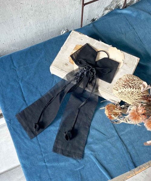 m.soeur(エムスール)の「シアーリボンとすずらんレースのヘアゴム(ヘアゴム・レディース・ブラック/ホワイト・FREE)」の9枚目の写真