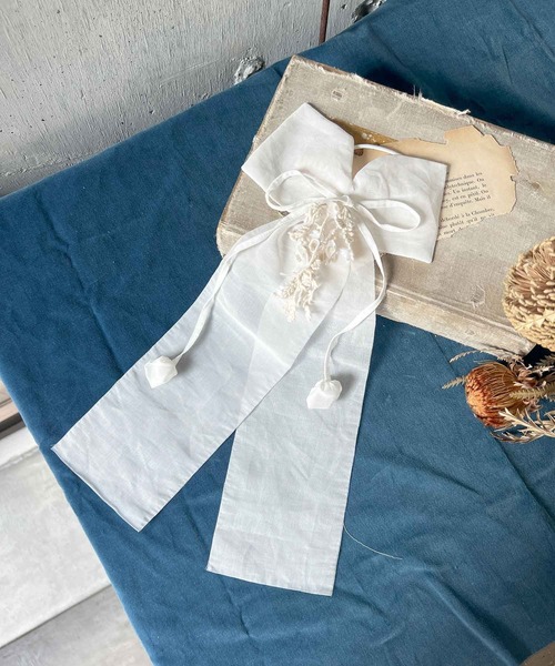 m.soeur(エムスール)の「シアーリボンとすずらんレースのヘアゴム(ヘアゴム・レディース・ブラック/ホワイト・FREE)」の15枚目の写真