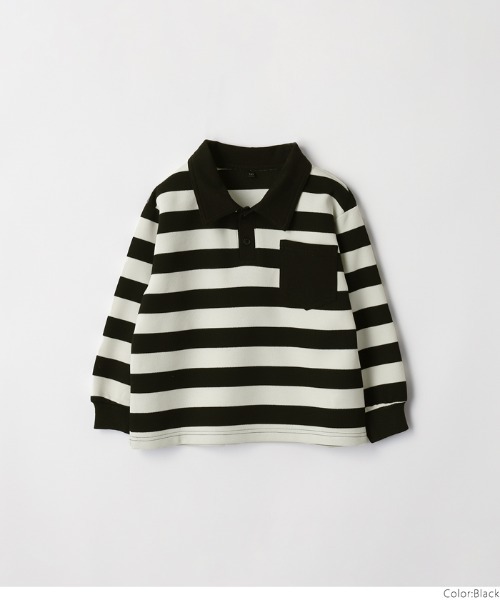coca(coca)(コカ)の「キッズ ボーダーポロシャツ(ポロシャツ・キッズ・ブラック/ネイビー・140/110/130/120)」の2枚目の写真