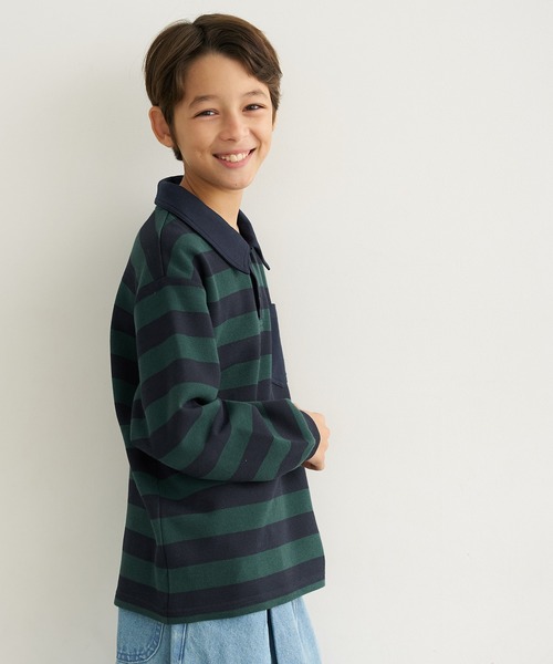 coca(coca)(コカ)の「キッズ ボーダーポロシャツ(ポロシャツ・キッズ・ブラック/ネイビー・140/110/130/120)」の6枚目の写真
