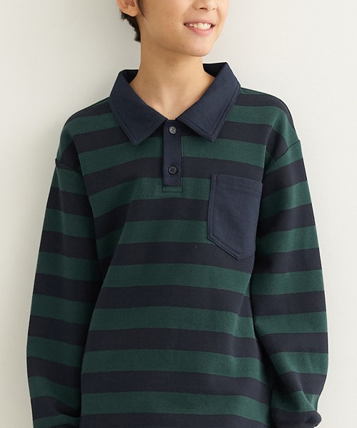 coca(coca)(コカ)の「キッズ ボーダーポロシャツ(ポロシャツ・キッズ・ブラック/ネイビー・140/110/130/120)」の4枚目の写真