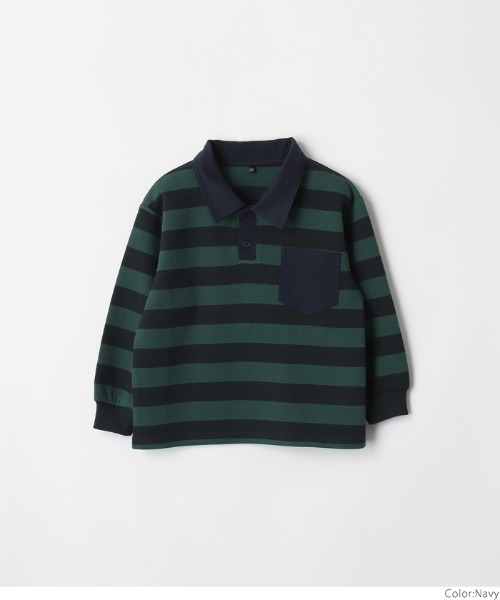 coca(coca)(コカ)の「キッズ ボーダーポロシャツ(ポロシャツ・キッズ・ブラック/ネイビー・140/110/130/120)」の8枚目の写真