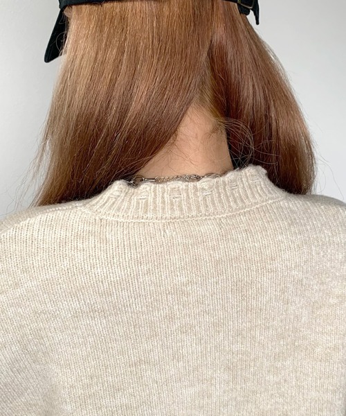 non-hedge（ノンヘッジ）の「プレートダメージショート丈ニットトップス（ニット/セーター・レディース・チャコールグレー/ベージュ/ブラック・FREE）」の16枚目の写真