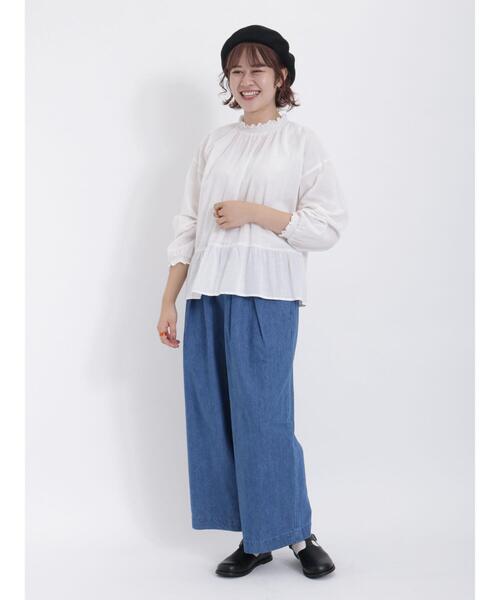 Samansa Mos2(サマンサ モスモス)の「襟刺繍シャーリング前後2WAYブラウス(シャツ/ブラウス・レディース・オフホワイト/ブルー/ブラック/オレンジ・F)」の18枚目の写真