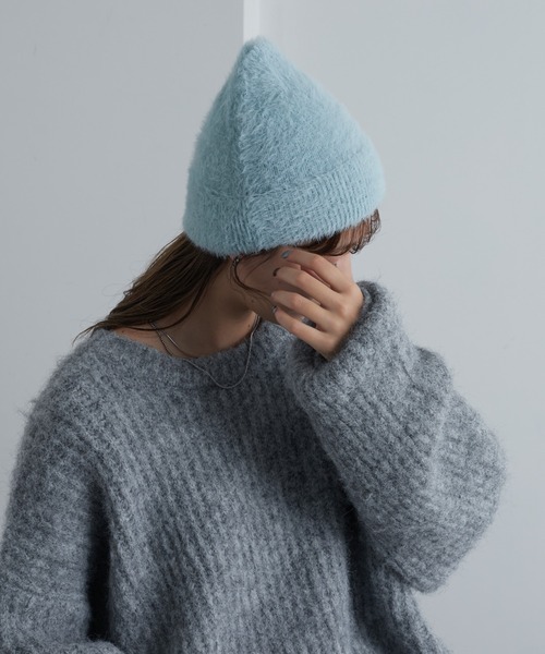 COLONY 2139（コロニートゥーワンスリーナイン）の「シャギーニット帽（ニットキャップ/ビーニー・レディース・グレー/ブルー/ブラック/アイボリー・FREE）」の4枚目の写真