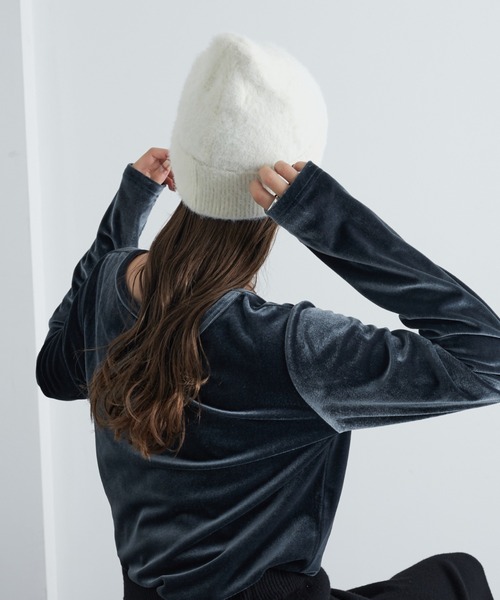 COLONY 2139（コロニートゥーワンスリーナイン）の「シャギーニット帽（ニットキャップ/ビーニー・レディース・グレー/ブルー/ブラック/アイボリー・FREE）」の2枚目の写真