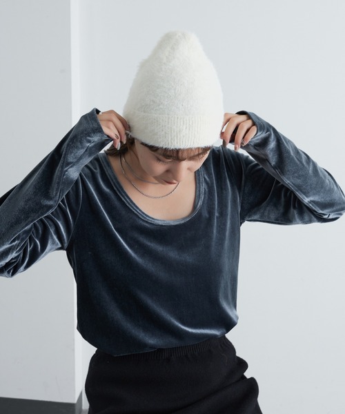 COLONY 2139（コロニートゥーワンスリーナイン）の「シャギーニット帽（ニットキャップ/ビーニー・レディース・グレー/ブルー/ブラック/アイボリー・FREE）」の7枚目の写真
