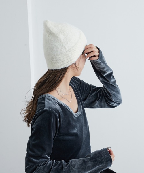 COLONY 2139（コロニートゥーワンスリーナイン）の「シャギーニット帽（ニットキャップ/ビーニー・レディース・グレー/ブルー/ブラック/アイボリー・FREE）」の8枚目の写真