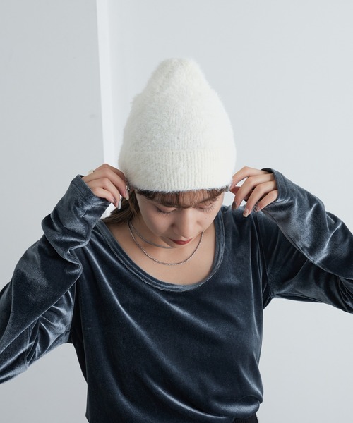 COLONY 2139（コロニートゥーワンスリーナイン）の「シャギーニット帽（ニットキャップ/ビーニー・レディース・グレー/ブルー/ブラック/アイボリー・FREE）」の9枚目の写真