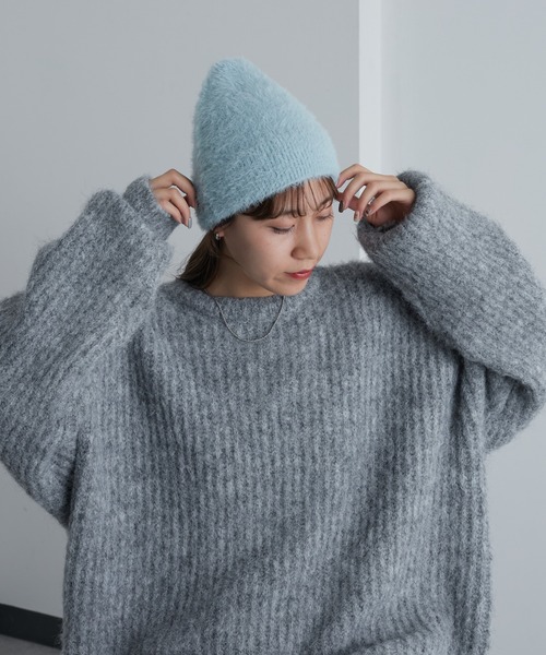 COLONY 2139（コロニートゥーワンスリーナイン）の「シャギーニット帽（ニットキャップ/ビーニー・レディース・グレー/ブルー/ブラック/アイボリー・FREE）」の16枚目の写真