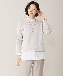 【WEB限定カラーあり・洗える】CLEAR COTTON BLEND サイドスリット ニット