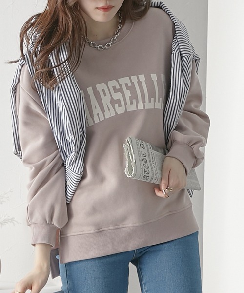 nissen（ニッセン）の「裏起毛　ロゴプリントトレーナー（スウェット・レディース・アイボリー/ピンク/ネイビー・L/M）」の3枚目の写真