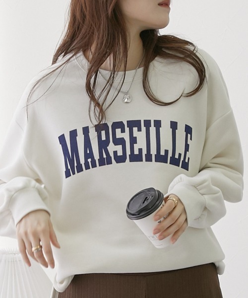 nissen（ニッセン）の「裏起毛　ロゴプリントトレーナー（スウェット・レディース・アイボリー/ピンク/ネイビー・L/M）」の8枚目の写真