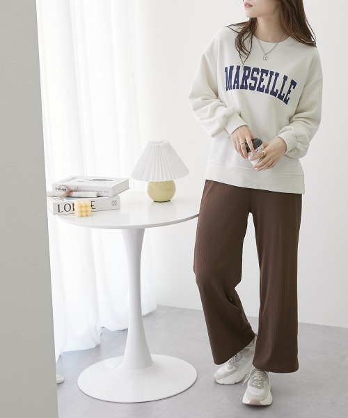 nissen（ニッセン）の「裏起毛　ロゴプリントトレーナー（スウェット・レディース・アイボリー/ピンク/ネイビー・L/M）」の9枚目の写真