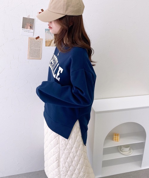 nissen（ニッセン）の「裏起毛　ロゴプリントトレーナー（スウェット・レディース・アイボリー/ピンク/ネイビー・L/M）」の18枚目の写真